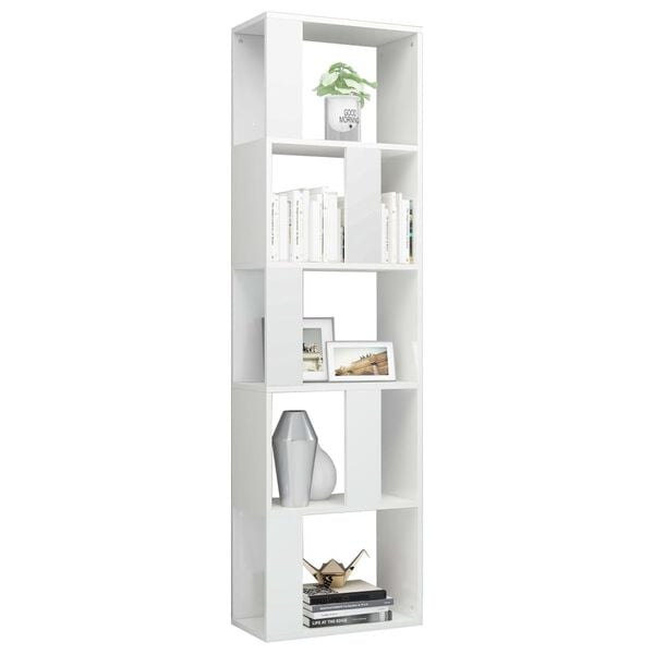 vidaXL B&uuml;cherregal/Raumteiler Hochglanz-Wei&szlig; 45x24x159cm Holzwerkstoff