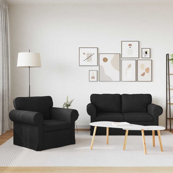 vidaXL Sofa Set 2 pcs Schwarz 155 x 82 x 80 cm Stoff