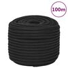 vidaXL Bootsseil Schwarz 14 mm 100 m Polypropylen