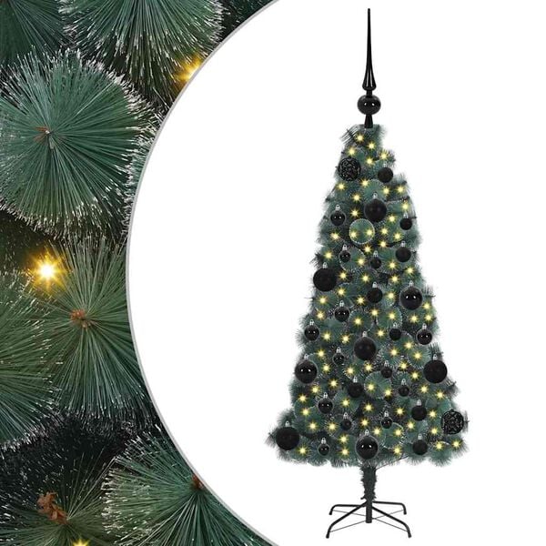 vidaXL Künstlicher vorbeleuchteter Weihnachtsbaum mit Kugelset 120 cm