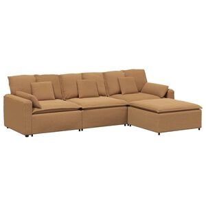vidaXL Modulares Sofa mit Fu&szlig;hocker und Kissen Beige