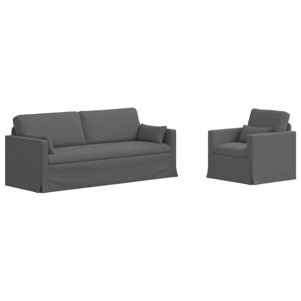 vidaXL Sofa 2 pcs Dunkelgrau 198 x 78 x 80 cm Stoff