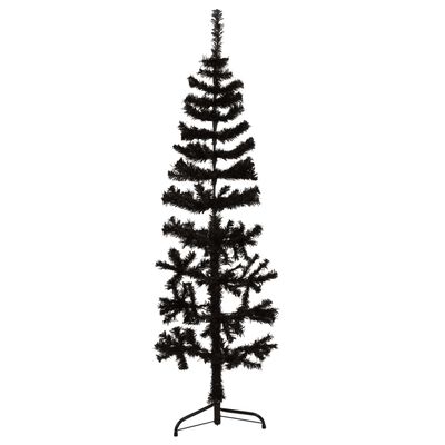vidaXL Künstlicher Halb-Weihnachtsbaum Ständer Schlank Schwarz 120 cm