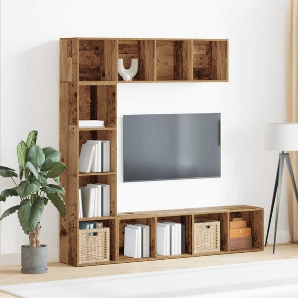 vidaXL Bücherschränke 3 Stück Altholz Holzwerkstoffe