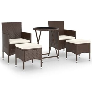 vidaXL 5-tlg. Bistro-Set Poly Rattan und Hartglas Braun