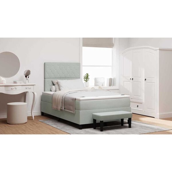 vidaXL Boxspringbett mit Matratze Hellgrau 120 x 200 cm Samt