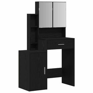 vidaXL Schminktisch Schwarz Eichen-Optik 80 x 35 x 132 cm