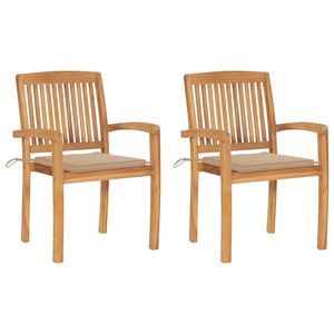 vidaXL Gartenst&uuml;hle 2 Stk. mit Beige Kissen Massivholz Teak