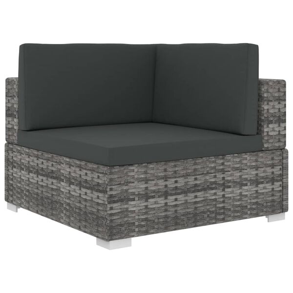 vidaXL 6-tlg. Garten-Lounge-Set mit Kissen Poly Rattan Grau