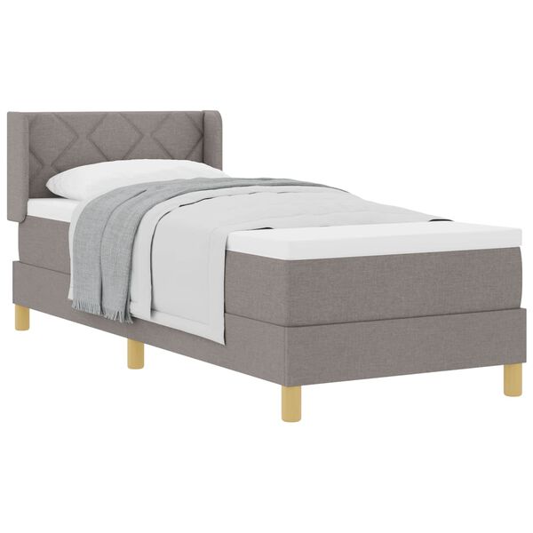 vidaXL Boxspringbett mit Matratze mit Kopfteil Taupe 80 x 200 cm Stoff