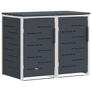 vidaXL M&uuml;lltonnenbox for 2 Bins 240L Edelstahl Anthrazit