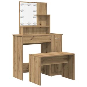 vidaXL Schminktisch-Set mit LED-Leuchten Artisan-Eiche Holzwerkstoff