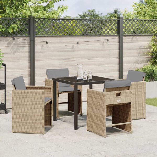 vidaXL Garten Essgruppe 5 pcs Beige Poly-Rattan