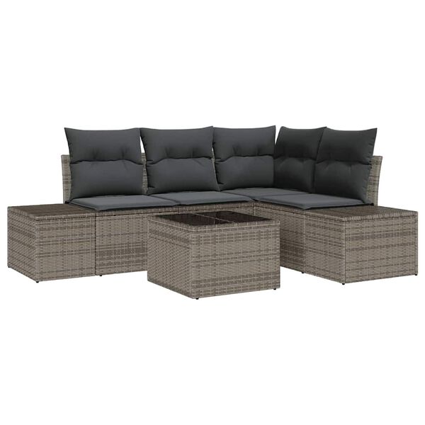 vidaXL Gartensofa-set 5 pcs Grau Poly-Rattan