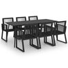 vidaXL 7-tlg. Garten-Essgruppe PVC Rattan Schwarz