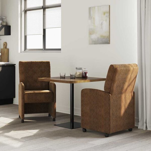 vidaXL Esszimmerst&uuml;hle mit Rollen 2 pcs Braun 58 x 67 x 97 cm