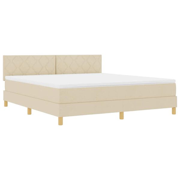 vidaXL Boxspringbett mit Matratze Creme 180 x 200 cm Stoff