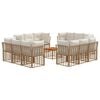 vidaXL Outdoor-Sofagarnitur 13 pcs Nat&uuml;rlich und Cremwei&szlig; Polyester