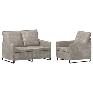 vidaXL Sofa-Set 2 pcs Hellgrau Kunstwildleder