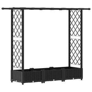 vidaXL Hochbeet mit Rankgitter und Dach Schwarz 164 x 40 x 123 cm PP