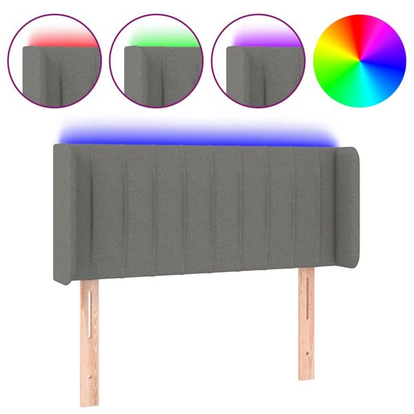 vidaXL LED Kopfteil Dunkelgrau 103x16x78/88 cm Stoff