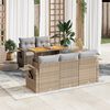 vidaXL 6-tlg. Garten-Sofagarnitur mit Kissen Beige Poly Rattan