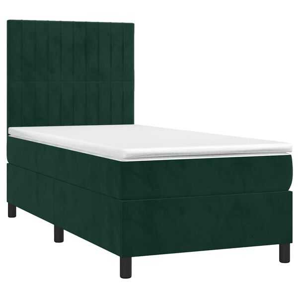 vidaXL Boxspringbett mit Matratze Dunkelgr&uuml;n 100x200 cm Samt