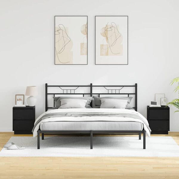 vidaXL Nachttisch 2 pcs Schwarz Eichen-Optik 39 x 34,5 x 50 cm