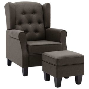 vidaXL Sessel mit Fu&szlig;hocker Taupe Stoff