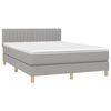 vidaXL Boxspringbett mit Matratze & LED Hellgrau 140x200 cm Stoff