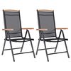 vidaXL Gartenst&uuml;hle Klappbar 2 Stk. Aluminium und Textilene Schwarz