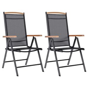 vidaXL Gartenst&uuml;hle Klappbar 2 Stk. Aluminium und Textilene Schwarz