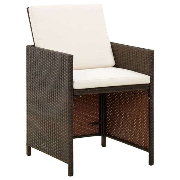 vidaXL Garten-Essstühle mit Kissen 4 Stk. Braun Poly Rattan