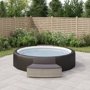 vidaXL Whirlpool-B&auml;nke mit Auflagen 2 Stk. Grau Poly Rattan