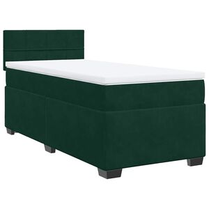 vidaXL Boxspringbett mit Matratze Dunkelgr&uuml;n 90x200 cm Samt