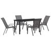 vidaXL Garten Essgruppe 5 pcs Grau und Schwarz