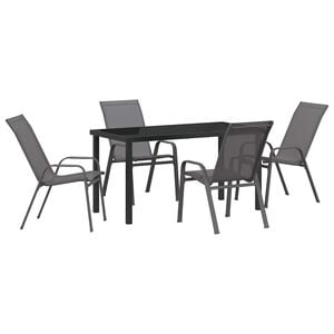 vidaXL Garten Essgruppe 5 pcs Grau und Schwarz