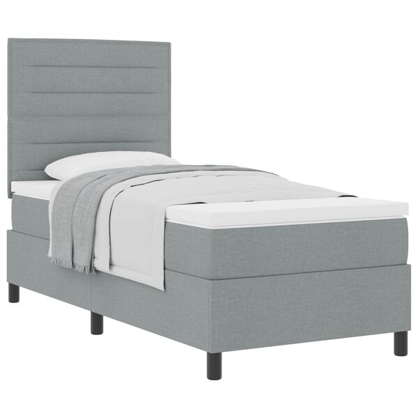 vidaXL Boxspringbett mit Matratze Hellgrau 100 x 200 cm Stoff