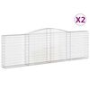 vidaXL Gabionen mit Hochbogen 2 Stk. 400x30x120/140cm Verzinktes Eisen