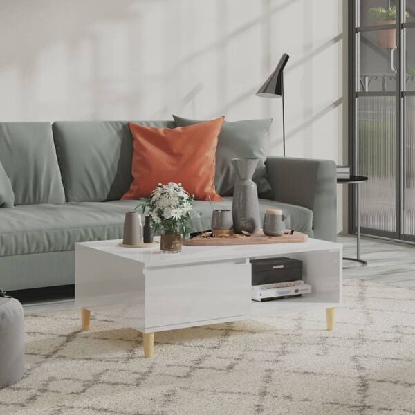 vidaXL Couchtisch Hochglanz-Wei&szlig; 90x60x35 cm Holzwerkstoff