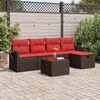 vidaXL 5-tlg. Garten-Sofagarnitur mit Kissen Braun Poly Rattan