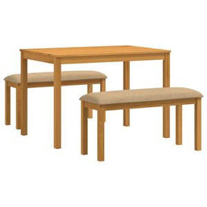 vidaXL Essgruppe 3 stk. Beige Massivholz Eiche