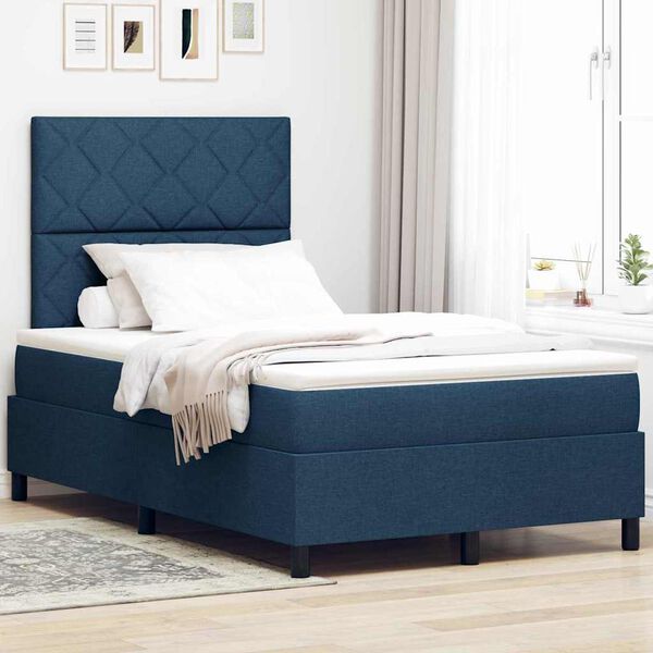 vidaXL Boxspringbett mit Matratze mit LED Blau 120 x 190 cm Stoff