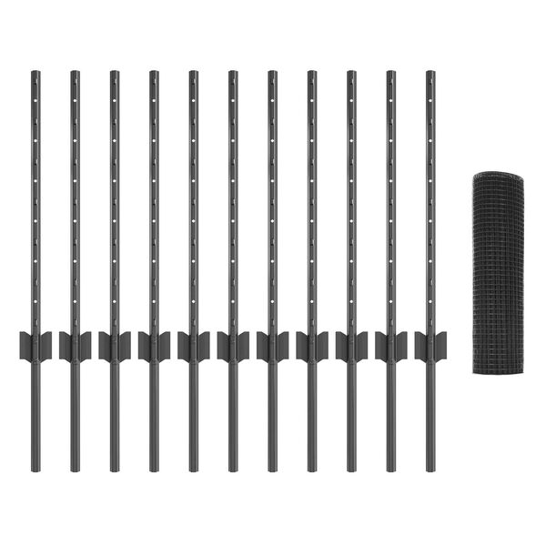 vidaXL Zaun mit Pfosten Grau 0,5 x 25 m Stahl