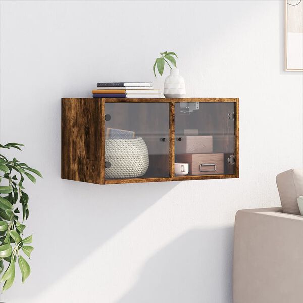 vidaXL Wandschrank mit Glastüren Räuchereiche 68,5x37x35 cm