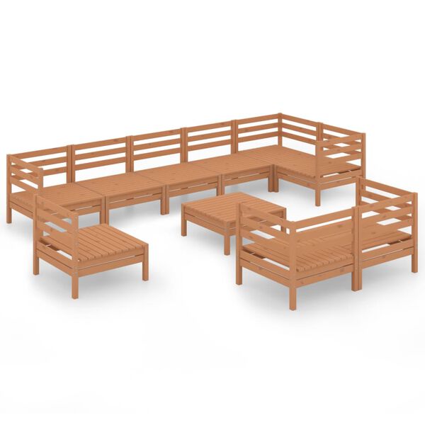 vidaXL 10-tlg. Garten-Lounge-Set Massivholz Kiefer Honigbraun