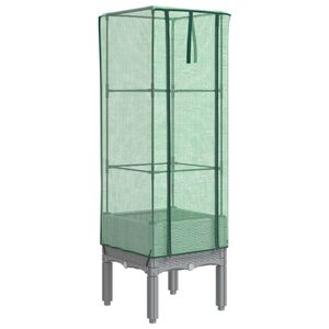 vidaXL Hochbeet mit Gew&auml;chshaus-Aufsatz Rattan-Optik 40x40x140 cm