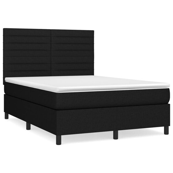 vidaXL Boxspringbett mit Matratze Schwarz 140x190 cm Stoff