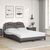 vidaXL Bett "Viana" mit Matratze Grau 140x190 cm Kunstleder