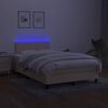 vidaXL Boxspringbett mit Matratze & LED Creme 120x200 cm Stoff